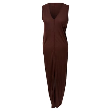 Rick Owens Maxikleid mit V-Ausschnitt aus brauner Viskose