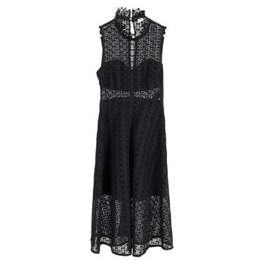 Sandro Paris Alisa Häkel-Midikleid aus schwarzem Polyester