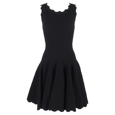 Alaïa Minikleid mit Muschelsaum aus schwarzer Wolle