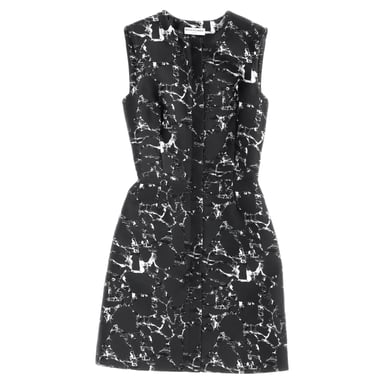 Balenciaga Mini-Shiftkleid mit Jacquard-Print aus schwarzer Baumwolle