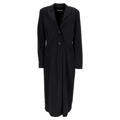 Jil Sander einreihiger Midi-Mantel aus schwarzer Wolle