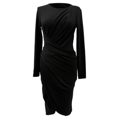 Michael Kors Wickelkleid in Midi-Länge aus schwarzer Viskose