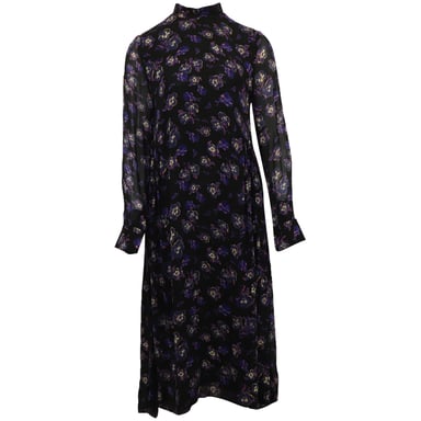 Ganni – Bedrucktes Georgette-Midikleid aus schwarzer Viskose