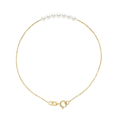 DIADEMA - Armband - 7 echte Süßwasserperlen - Kabelkette in Gelbgold