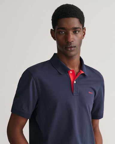 Gant Regular Fit Contrast Pique Rugger Polo Blau