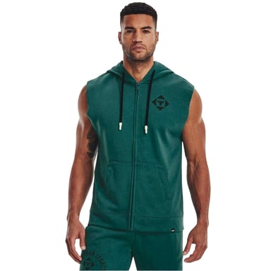 Under Armour - "Project Rock" Kapuzenpullover für Herren, mit Kapuze, Ärmellos (Grün)