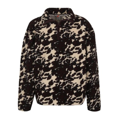 SoulCal - Fleece-Oberteil für Herren/Damen Unisex, mit kurzem Reißverschluss, Teddyfleece (Cremefarbe/Schwarz)