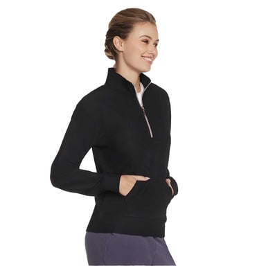 Skechers - "GoLuxe" Sweatshirt für Damen, mit kurzem Reißverschluss, gerippt (Schwarz)