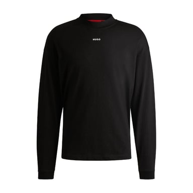 Hugo - T-Shirt für Herren, Stehkragen, Langärmlig (Schwarz)