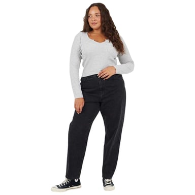 Brave Soul - T-Shirt für Damen, Hals Kerbe, Langärmlig (Grau meliert meliert)