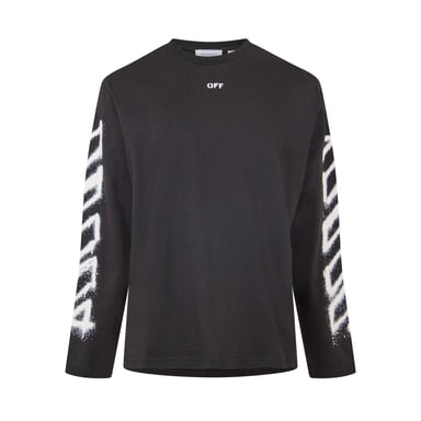 Off White - T-Shirt für Herren, Langärmlig (Schwarz)