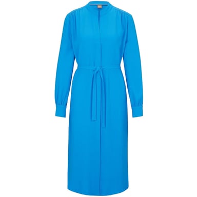 Boss - "Dibanorah" Midi Hemd Kleid für Damen, Hals Kerbe, Langärmlig (Leuchtendes Blau)