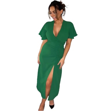 AX Paris - Midikleid für Damen, Geschlitzter Saum (Grün)