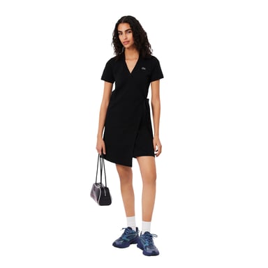 Lacoste - Wickelkleid für Damen, V-Ausschnitt, kurzärmlig (Weiß)