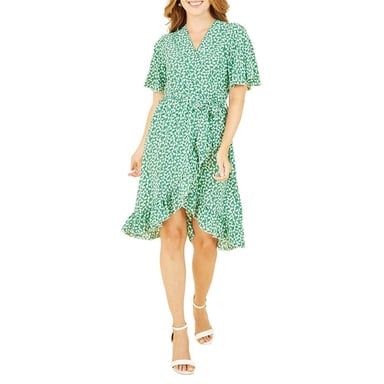 Mela London - Wickelkleid für Damen, V-Ausschnitt (Grün)