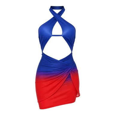 Missy Empire - Minikleid für Damen, Neckholder (Blau)