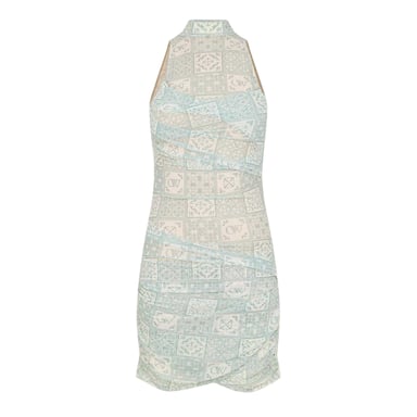 Off White - Unterkleid-Stil für Damen, Hoher Kragen, Tüll (Blau/Weiß)