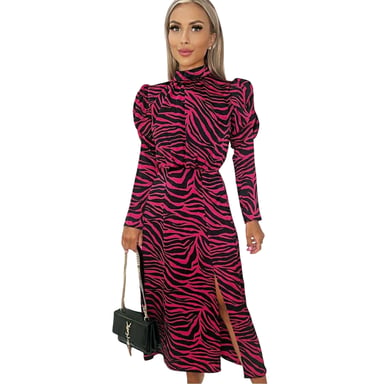 AX Paris - Midikleid für Damen, Polyester, Puffärmel (Pink)
