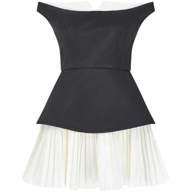 Odd Muse - "Exclusive No.1" Minikleid für Damen, Schulterfrei (Schwarz/Weiß)