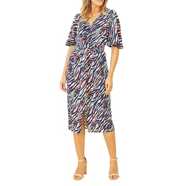 Yumi - Wickelkleid für Damen, V-Ausschnitt (Marine)