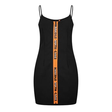 Heron Preston - Unterkleid-Stil für Damen, Runder Auschnitt, Spaghetti-Träger (Schwarz)
