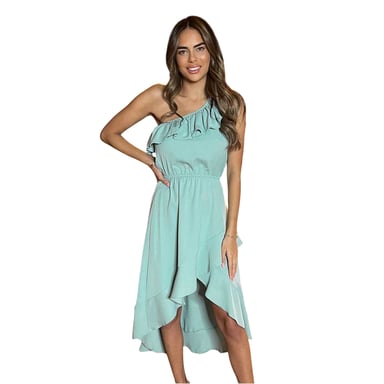 AX Paris - Kleid für Damen, Rüschenschulter, Eine Schulter fre (Entenei Farbe)