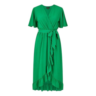 Mela London - Wickelkleid für Damen, Flatter-Ärmel (Leuchtend Grün)