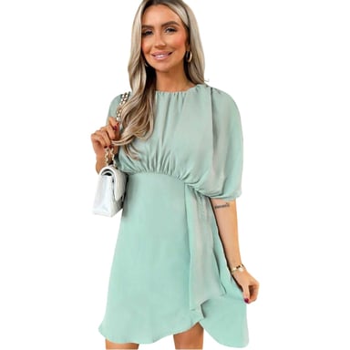 AX Paris - Minikleid für Damen, Geraffte Schultern, Fledermaus-Ärmel (Entenei Farbe)