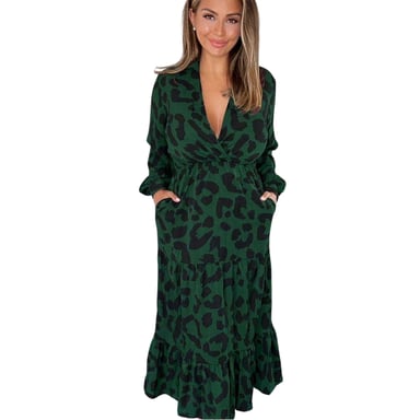 AX Paris - Kittelkleid für Damen, Langärmlig (Grün)