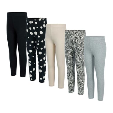 Miso - Leggings für Mädchen (5er-Pack) (Schwarz/Grau)