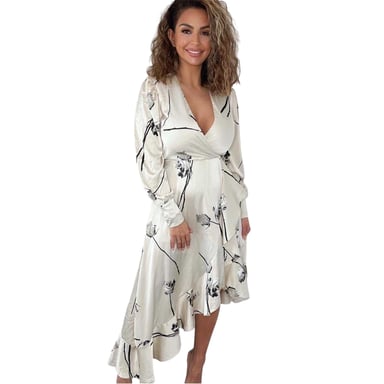 AX Paris - Wickelkleid für Damen, Wickel, Polyester (Steinfarben)