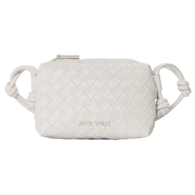 Jack Wills - Umhängetasche, gewebter Stoff, Leder (Cremefarbe)