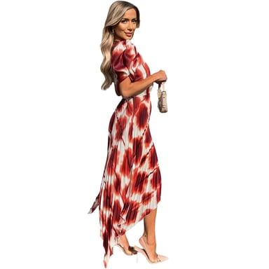 AX Paris - Midikleid für Damen, Puffärmel (Rostfarben)