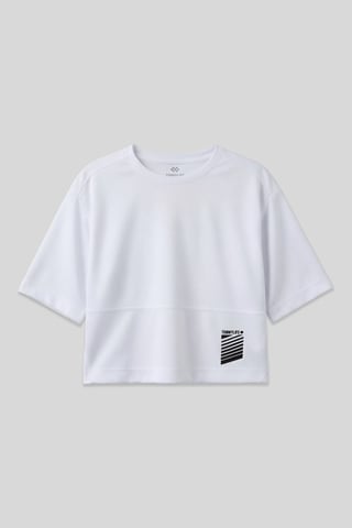 Übergrößen Crop Crew Neck T-Shirt mit Tasche