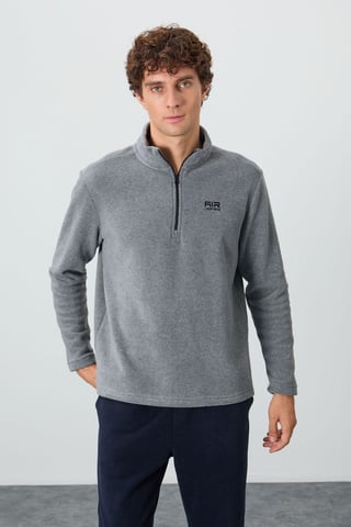 Herren Plüsch Halbzip Sweatshirt