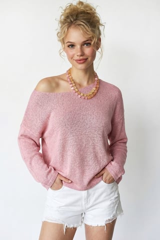 Übergroßer Bootsausschnitt-Strickpullover