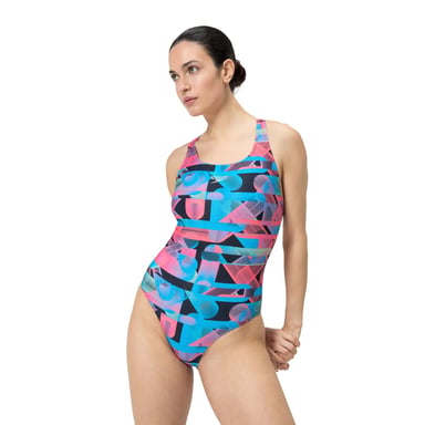 Speedo - Badeanzug für Damen, Racerback (Sirene Rot/Blau)