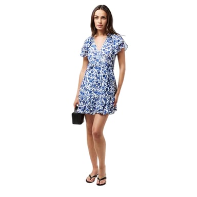 Ted Baker - Wickelkleid für Damen, V-Ausschnitt, gewebter Stoff (Blau)