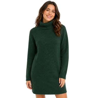 Pieces - Strickkleid für Damen, Rollkragen (Wandergrün)