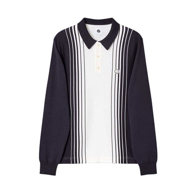 Pretty Green - Poloshirt für Herren, Regulär, Langärmlig (Marine)