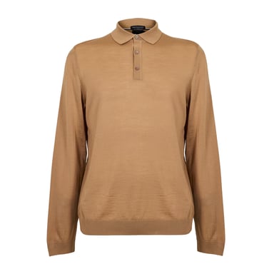 Boss - "Lanciomne" Poloshirt für Herren, Langärmlig (Mittelbeige)
