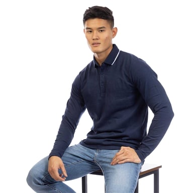 Peter Werth - Poloshirt für Herren, Langärmlig (Dunkel-Marineblau)