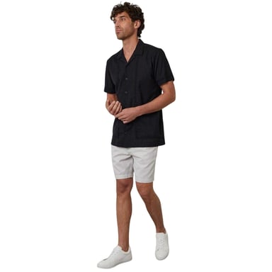 Threadbare - Bowlinghemd für Herren, Mit Kragen, kurzärmlig (Schwarz)