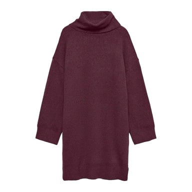 Vero Moda - Strickkleid für Damen, Rollkragen, Jerseyware (Weinrot)