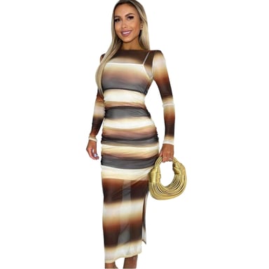 AX Paris - Midikleid für Damen, Transparent, Bodycon (Braun)