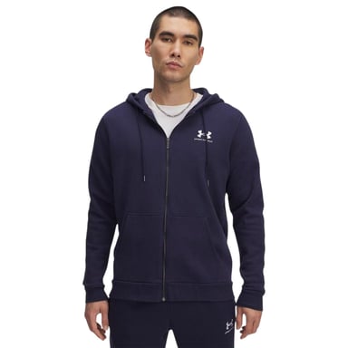Under Armour - Hoodie mit durchgehendem Reißverschluss für Herren, Fleece, Ärmel mit Streifen (Mitternachtsblau/Weiß)