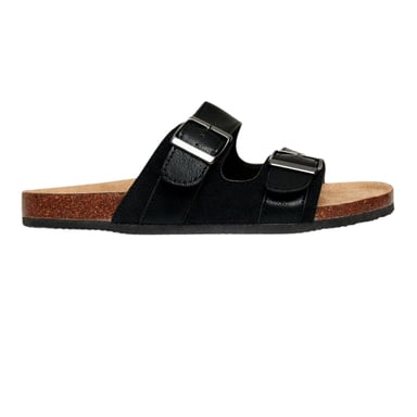Threadbare - "Atticus" Badesandale für Herren, Zweifach-Schnalle, Flach (Schwarz)