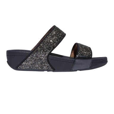 FitFlop - "Lulu" Badesandale für Damen, Glitzer, Keilabsatz (Marine)