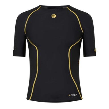 Skins - "A200" Base Layer Oberteil für Herren, kurzärmlig (Schwarz/Gelb)