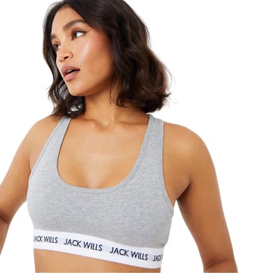 Jack Wills - "Dibsdall" Bralette für Damen, Baumwolljersey (2er-Pack) (Grau meliert)
